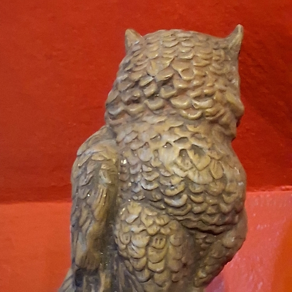 Vintage Great Horned Owl Figurine 12” Byron Mold Ceramic Decor 1970s MCM Retro - Picture 7 of 8